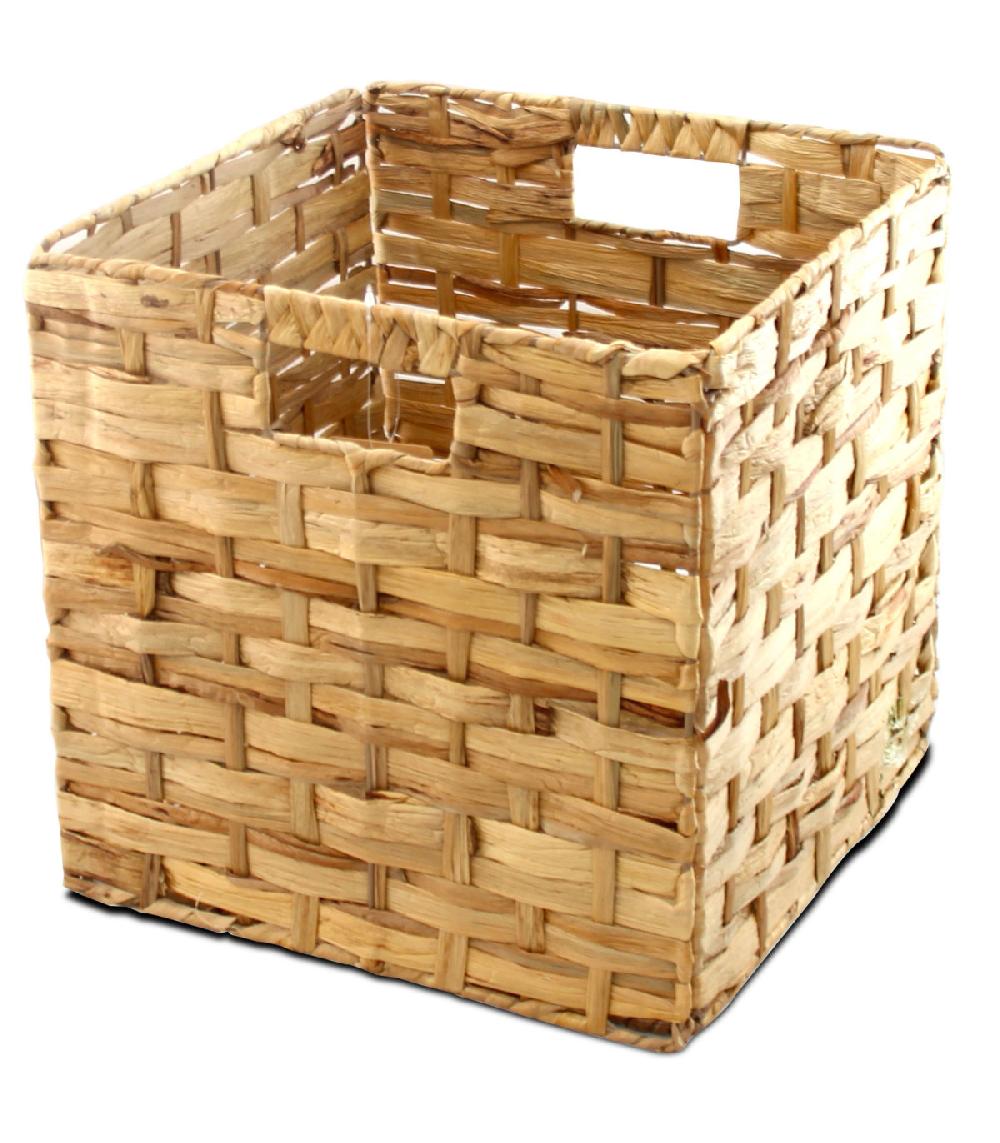 wadiga Panier de rangement cube en jacinthe tressée 31x31x31cm