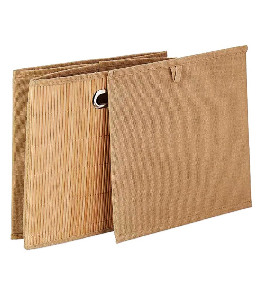 Wadiga Panier De Rangement Cube Tissu Et Bambou 31x31x31cm