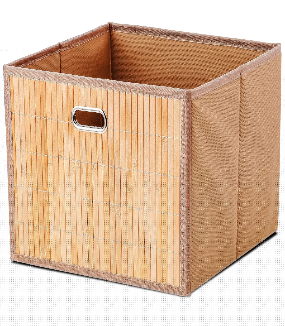 wadiga Panier de rangement cube tissu et bambou 31x31x31cm