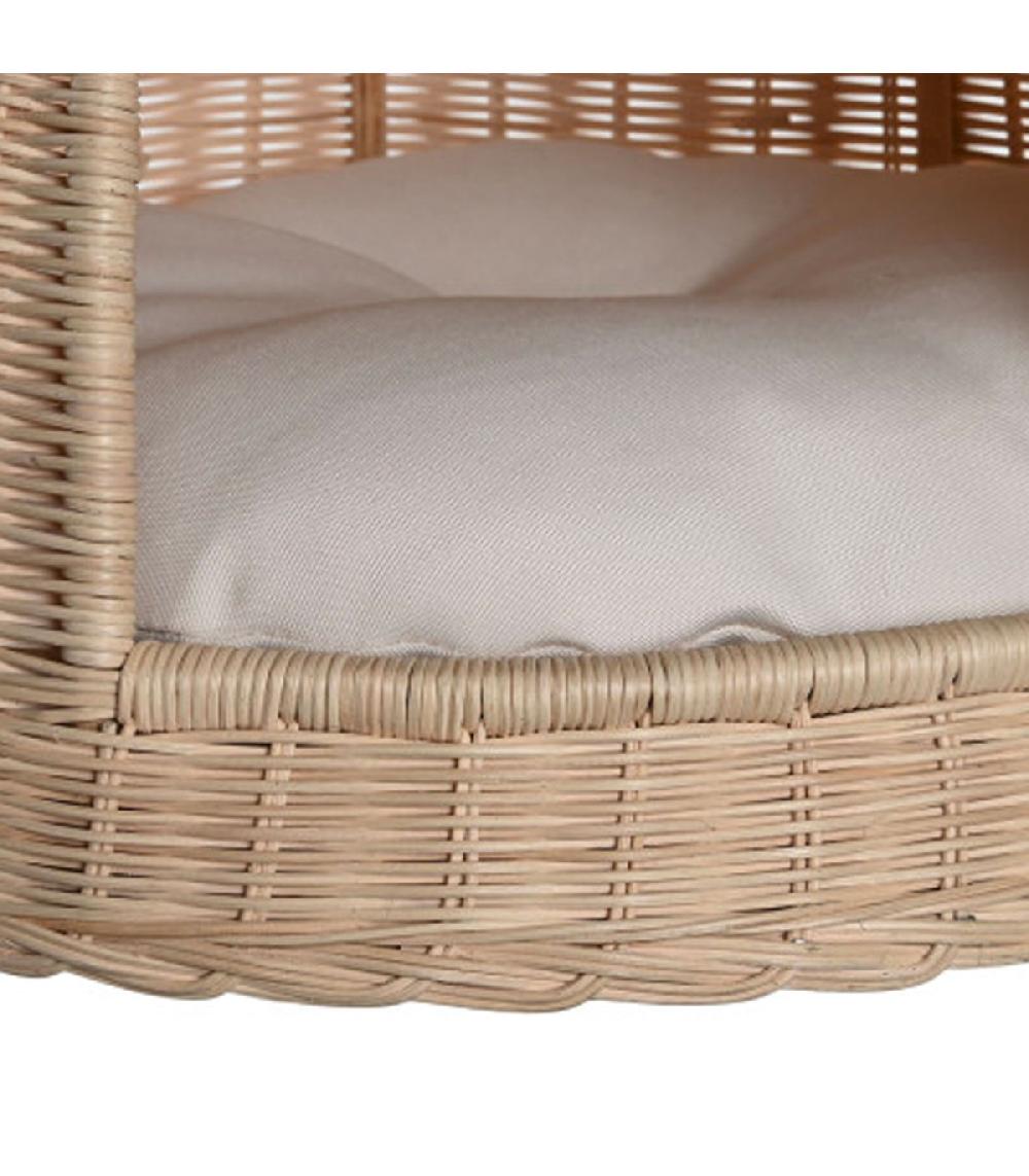 Wadiga Panier Niche Pour Petit Chien Ou Chat En Rotin Tressé 45x45x57cm