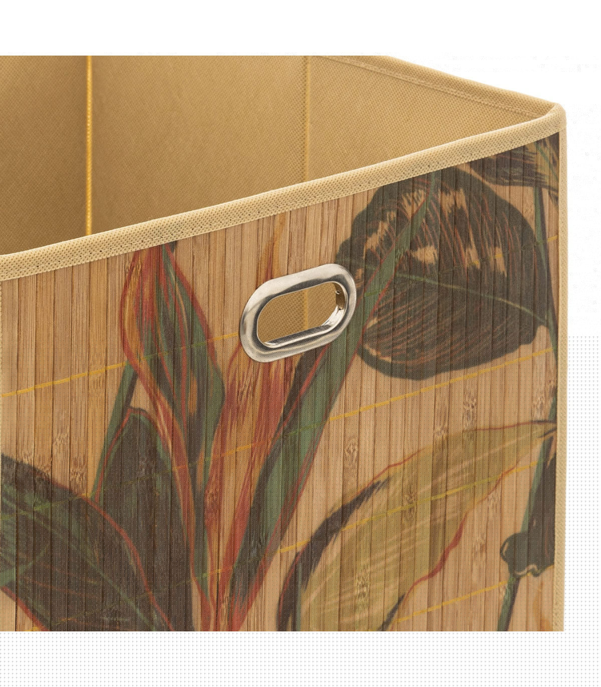 Wadiga Panier Rangement Salle De Bain Bambou Feuillage Exotique - 31x31x31cm