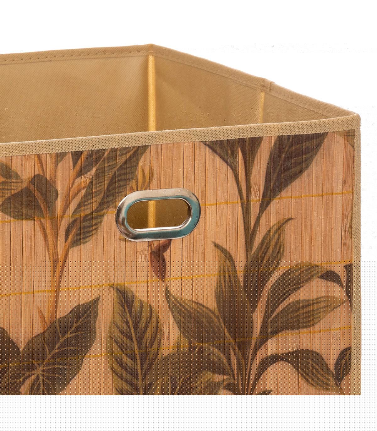 Wadiga Panier Rangement Salle De Bain Bambou Feuillage Exotique - 31x31x31cm