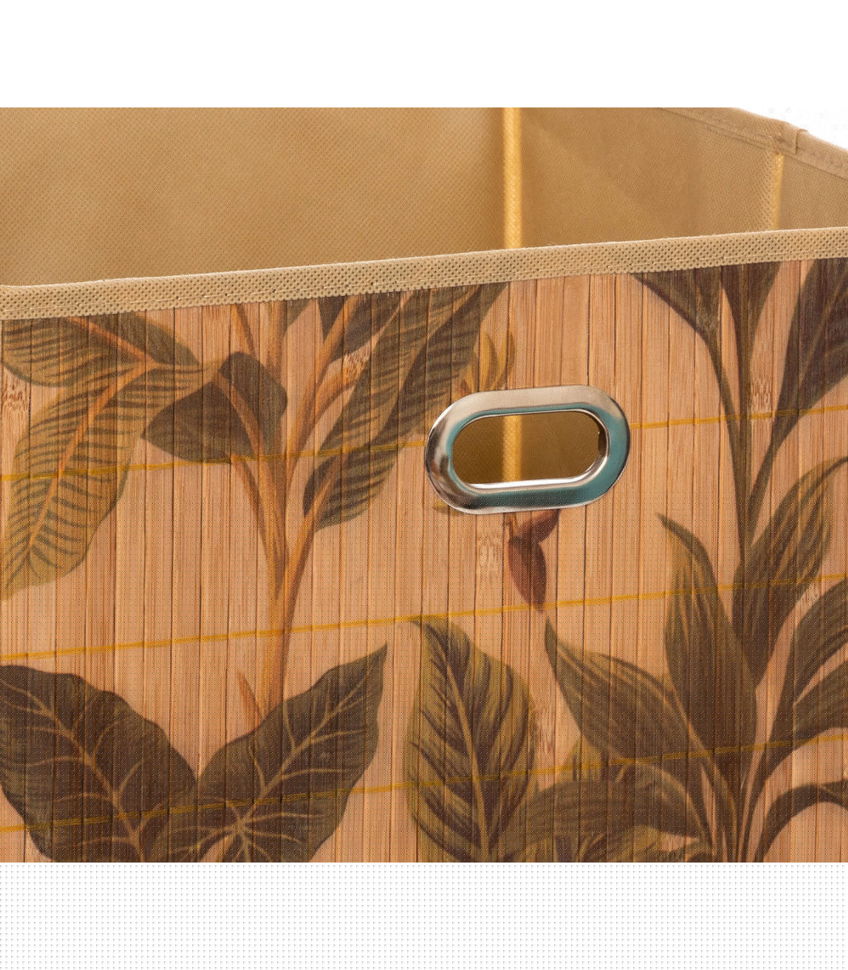 Wadiga Panier Rangement Salle De Bain Bambou Feuillage Exotique - 31x31x31cm