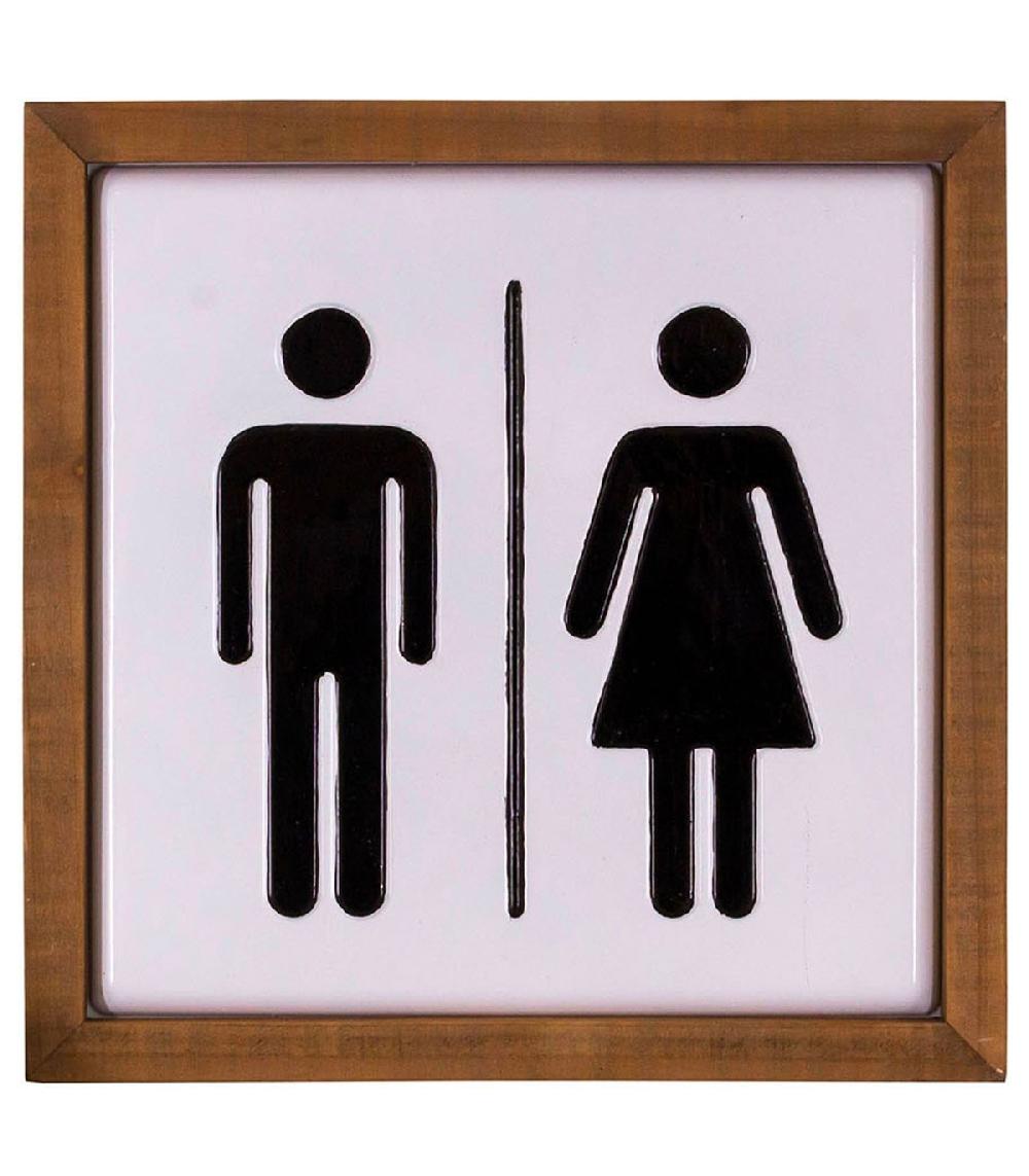 wadiga Panneau signalétique WC en métal blanc et noir 24.5x24.5x2cm