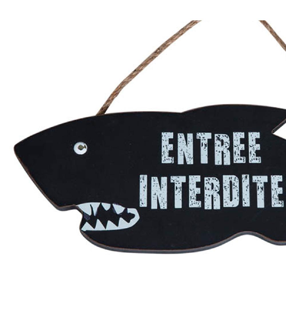 Wadiga Panneau Suspendu Requin Entrée Interdite - 30x11cm
