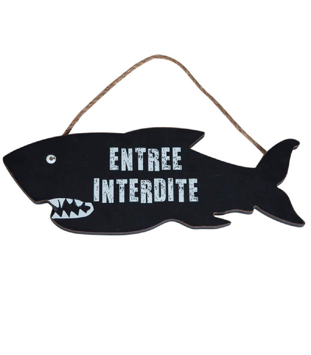wadiga Panneau suspendu requin entrée interdite - 30x11cm