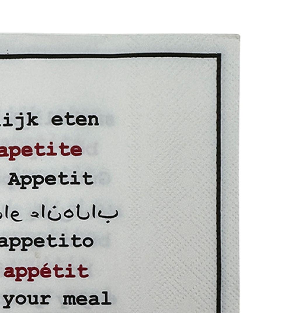 Wadiga Paquet De 20 Serviettes En Papier Bon Appétit 33x33cm
