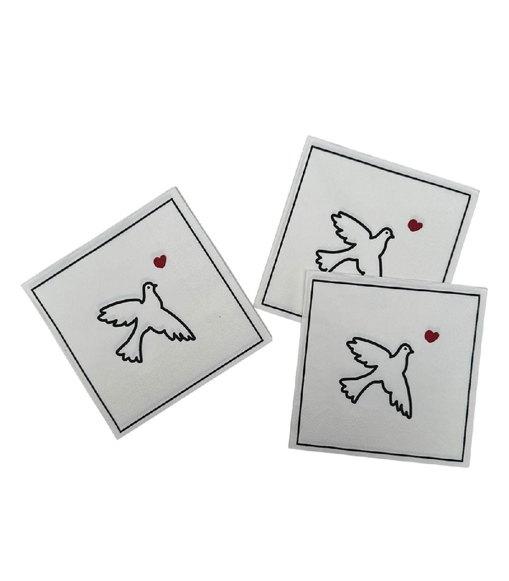 Wadiga Paquet De 20 Serviettes En Papier Colombe 33x33cm