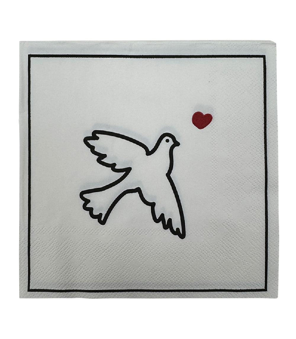 wadiga Paquet de 20 serviettes en papier Colombe 33x33cm
