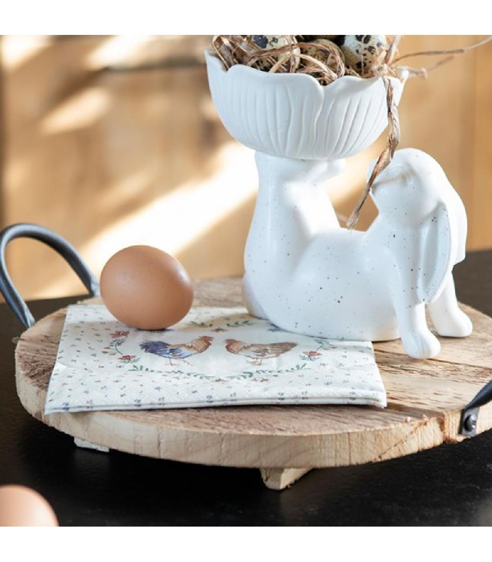 Wadiga Paquet De 20 Serviettes En Papier Fleurs Poule Et Coq 33x33cm