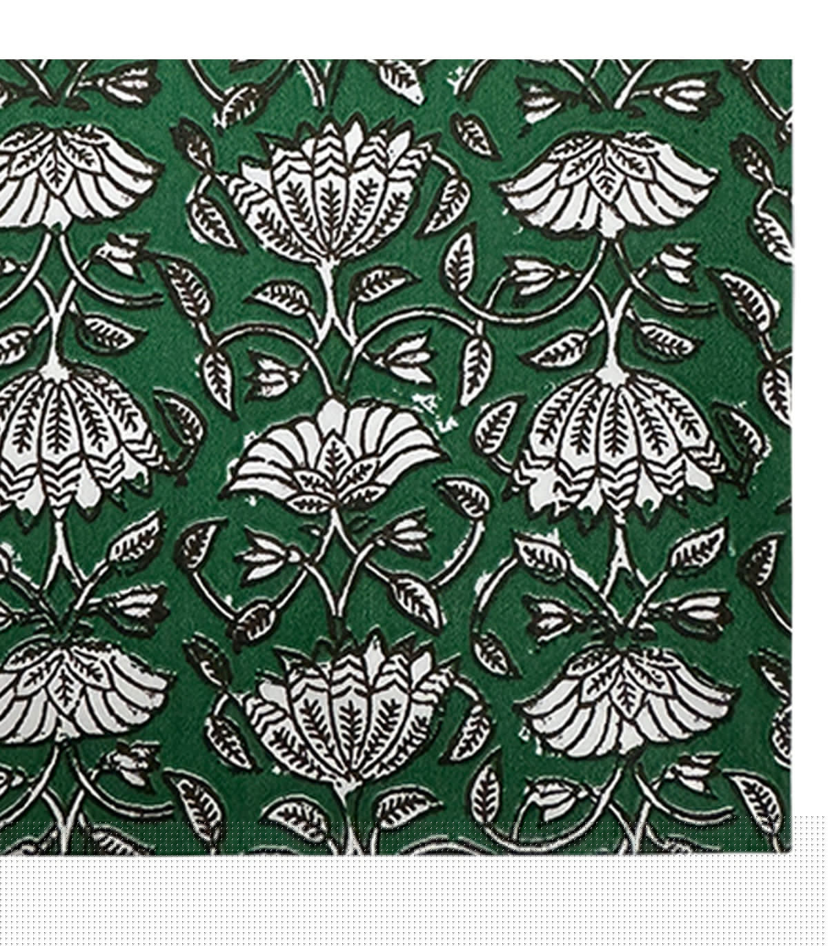 Wadiga Paquet De 20 Serviettes En Papier Vert Et Blanc Fleurs 33x33cm