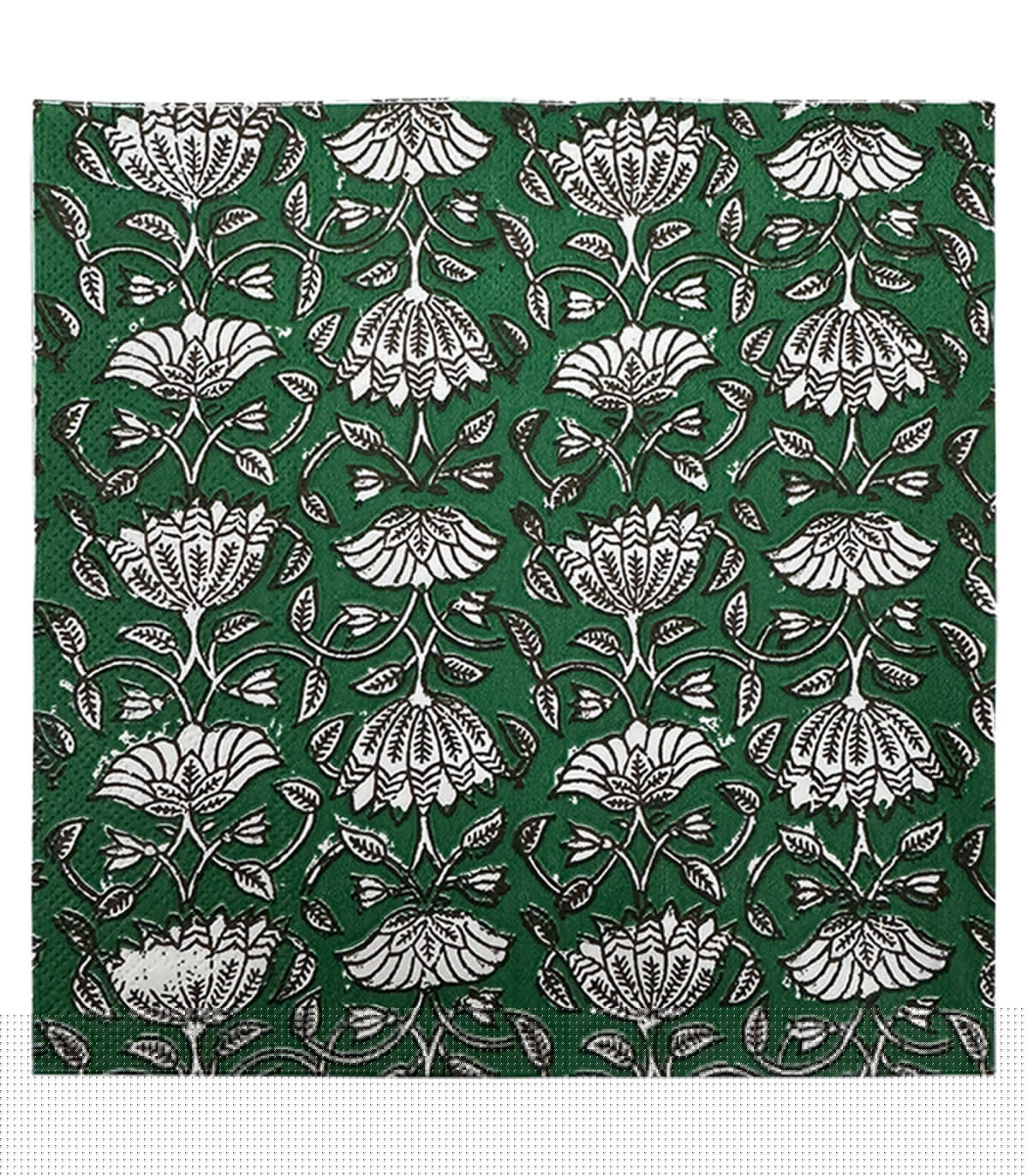 wadiga Paquet de 20 serviettes en papier vert et blanc fleurs 33x33cm