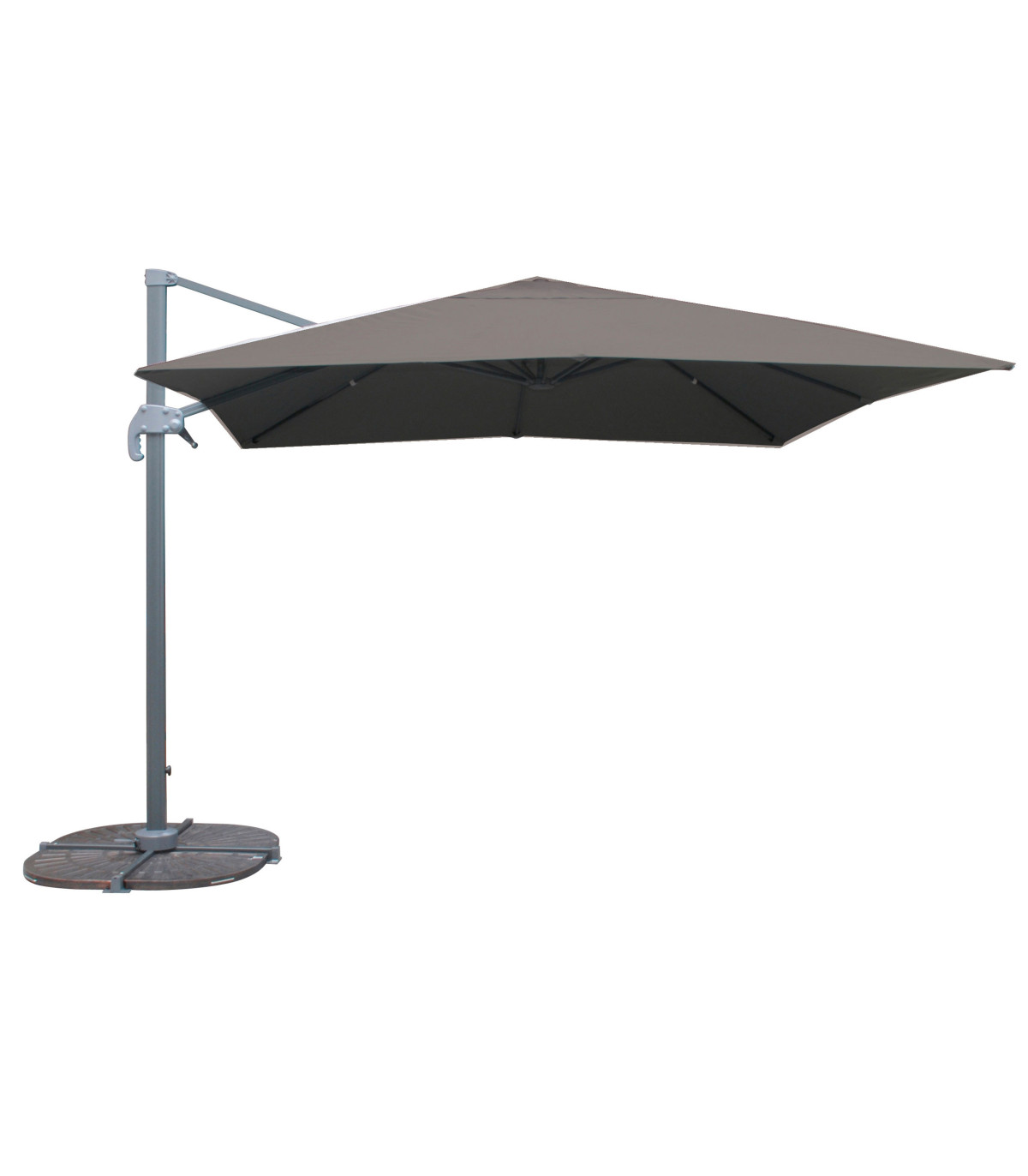 wadiga Parasol déporté avec manivelle gris anthracite - 300x300cm
