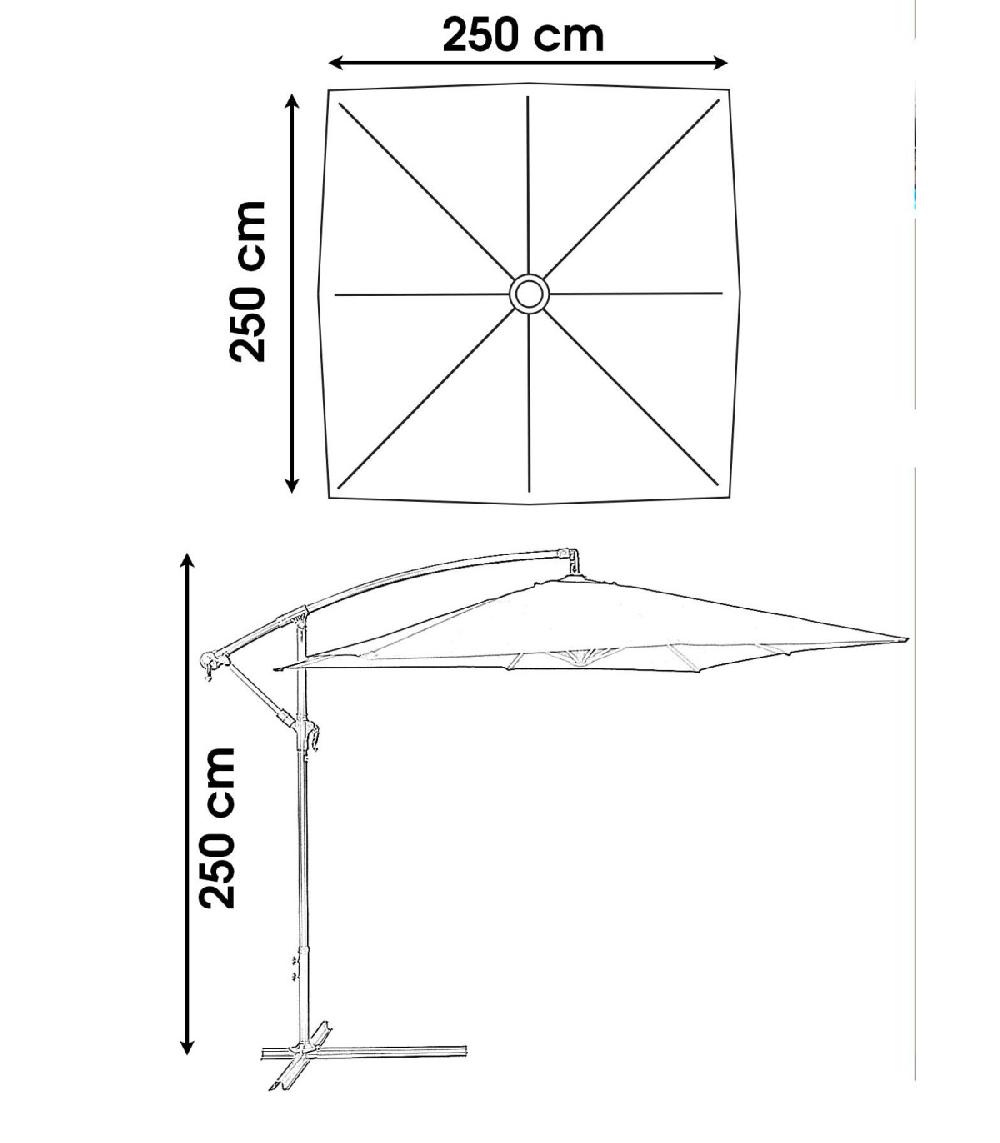 Wadiga Parasol Déporté Avec Manivelle Toile Beige - 250x250cm