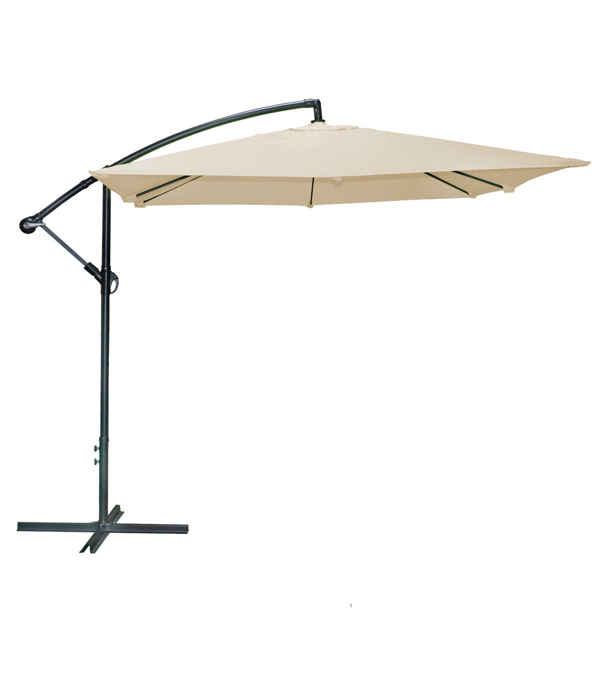 wadiga Parasol Déporté avec Manivelle Toile Beige - 250x250cm