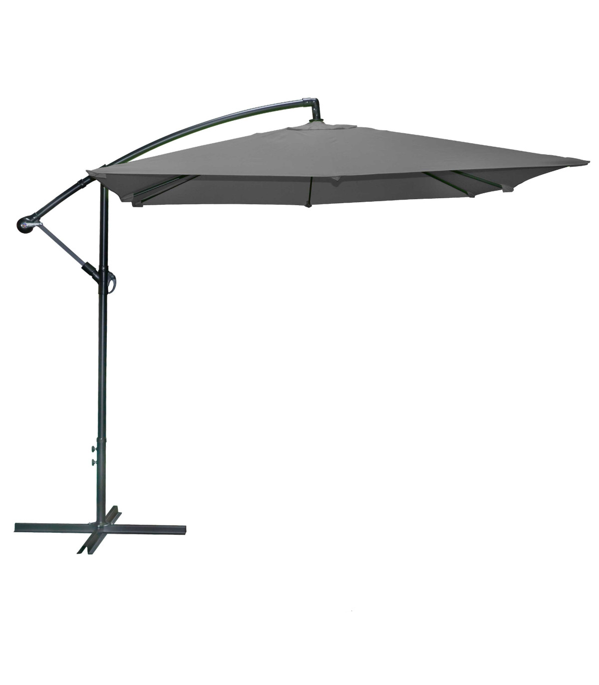 wadiga Parasol Déporté avec Manivelle Toile Grise - 250x250cm