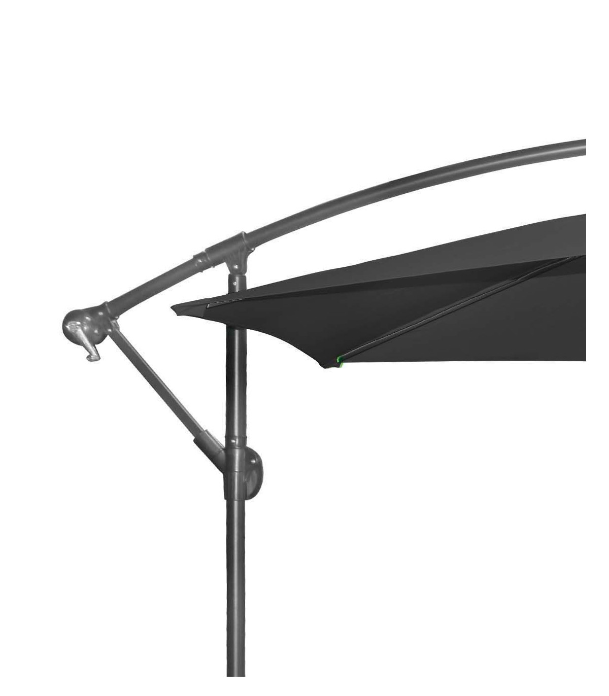 Wadiga Parasol Déporté Avec Manivelle Toile Noire - D300cm