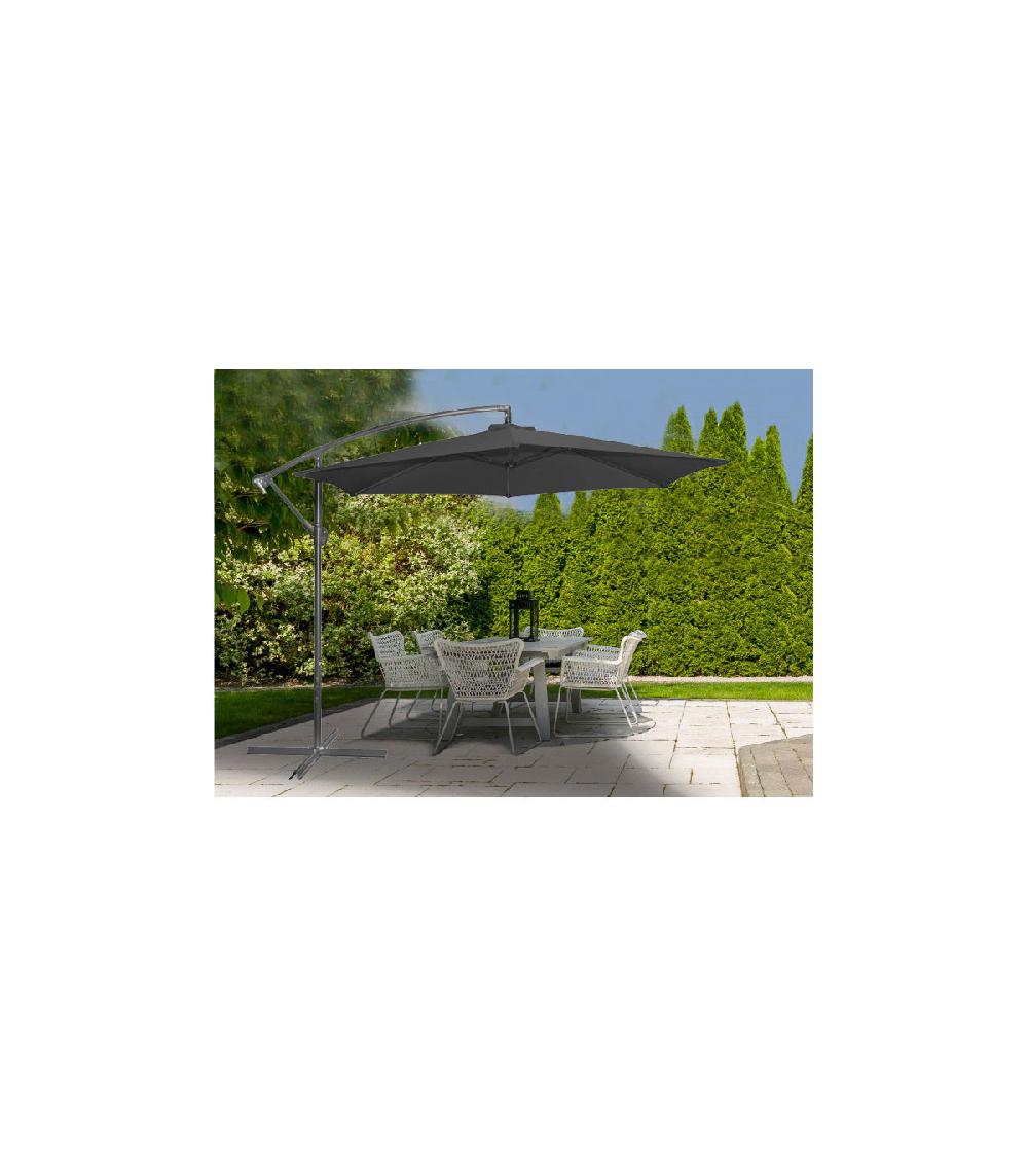 Wadiga Parasol Déporté Avec Manivelle Toile Noire - D300cm