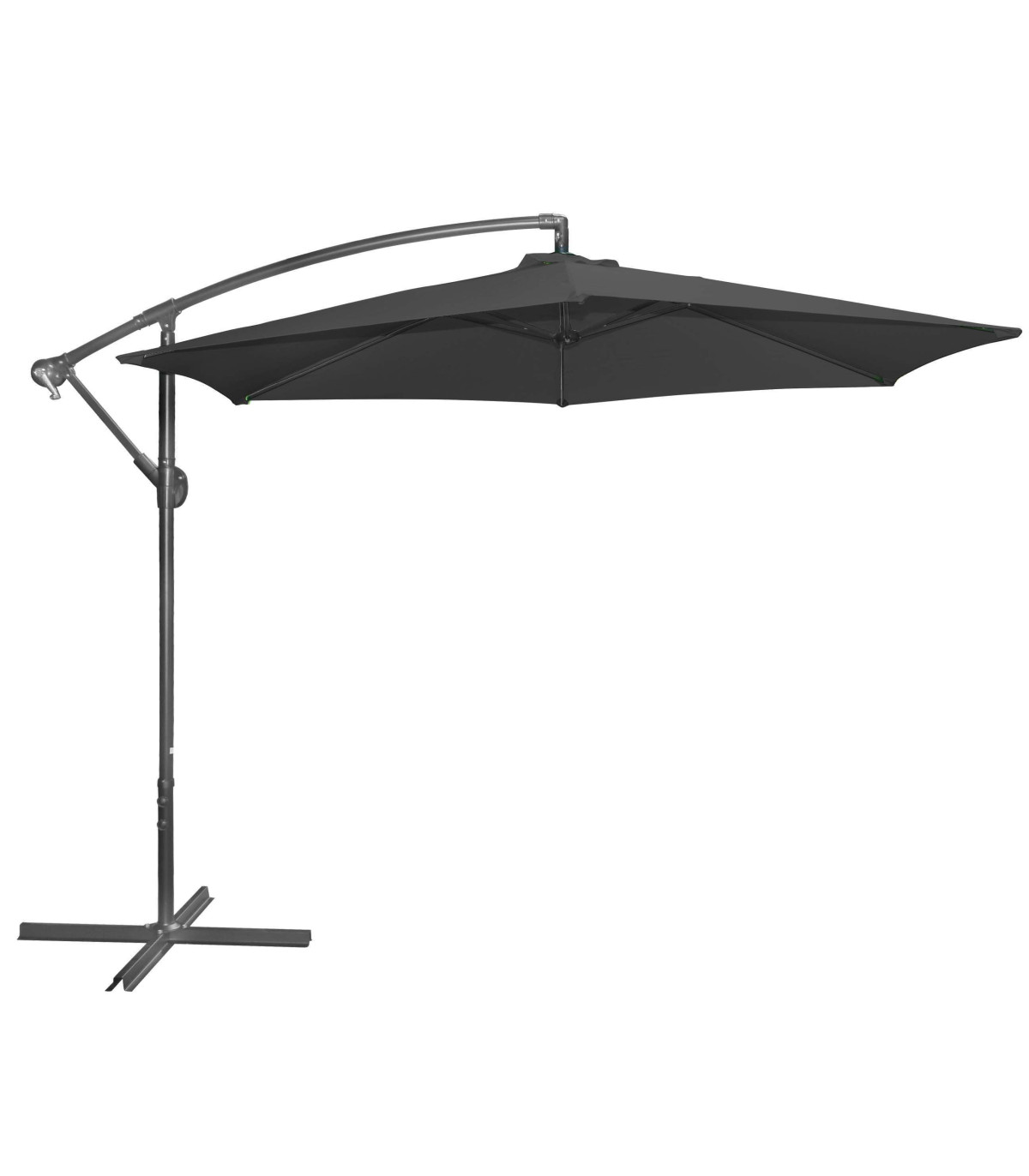 wadiga Parasol Déporté avec Manivelle Toile Noire - d300cm
