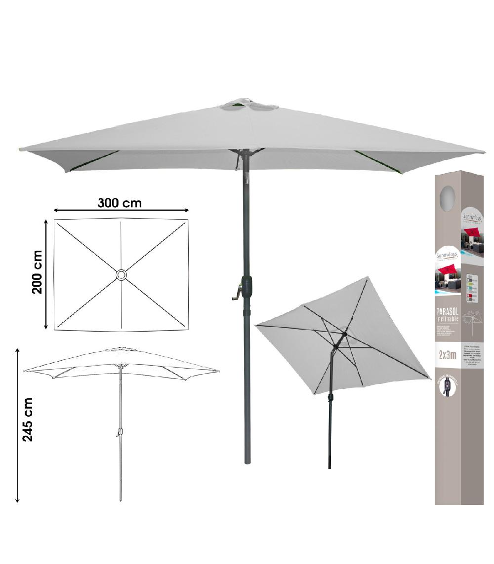 Wadiga Parasol Inclinable Avec Manivelle En Aluminium Et Toile Gris Clair