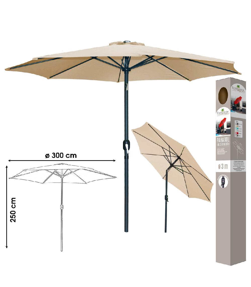Wadiga Parasol Inclinable Avec Manivelle En Aluminium Et Toile Beige Farniente