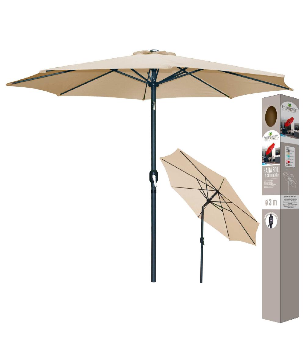 Wadiga Parasol Inclinable Avec Manivelle En Aluminium Et Toile Beige Farniente