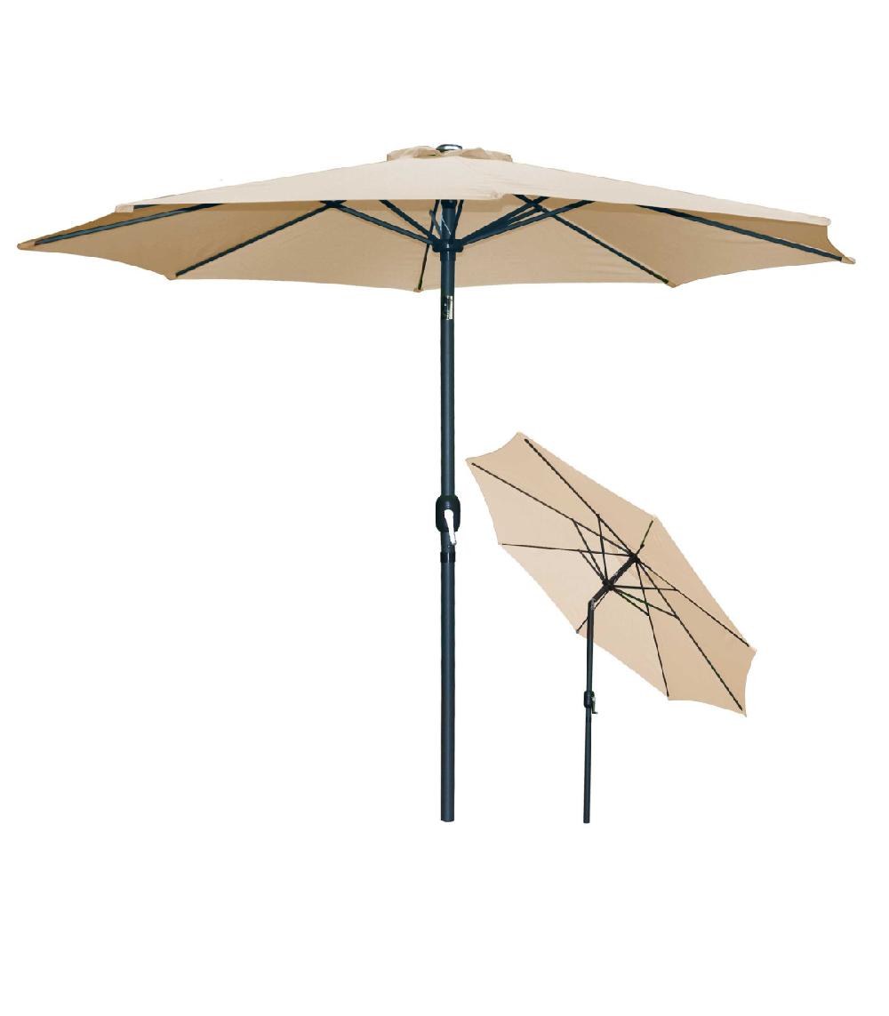 wadiga Parasol Inclinable avec Manivelle en Aluminium et Toile Beige Farniente