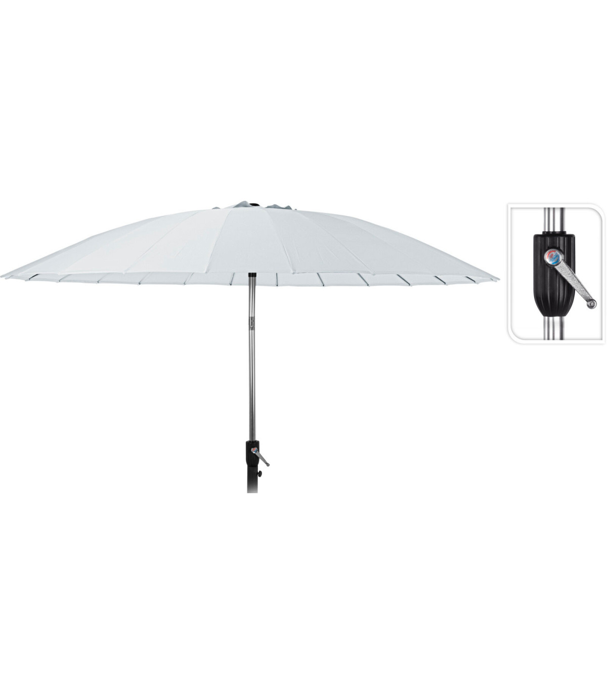 Wadiga Parasol Inclinable Manivelle Toile Blanche Shanghai - Diamètre 270cm