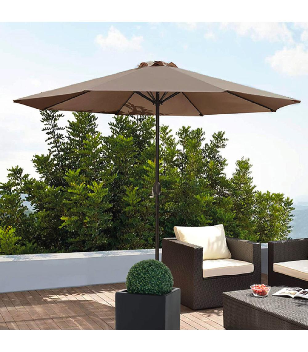 Wadiga Parasol Taupe Ouverture à Manivelle Diamètre 300cm