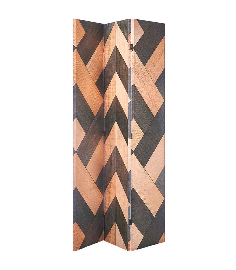 wadiga Paravent 3 panneaux bois et toile 7x40x180cm