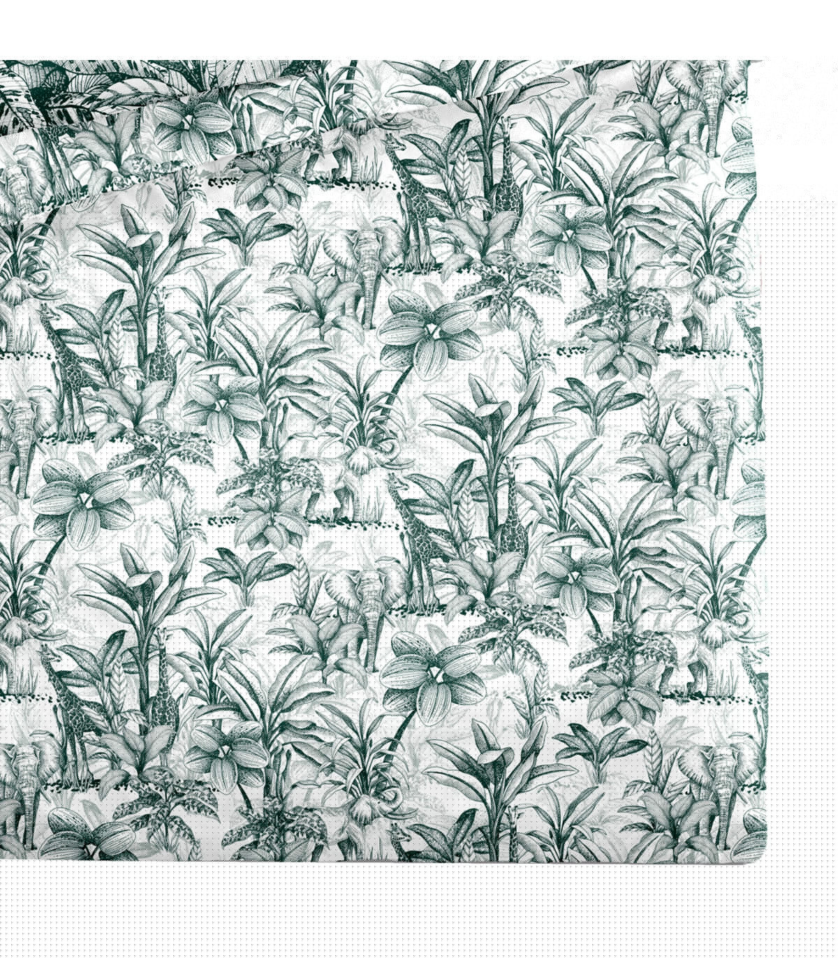 Wadiga Parure De Lit Imprimée Jungle 100% Coton Vert Et Blanc 240x220cm