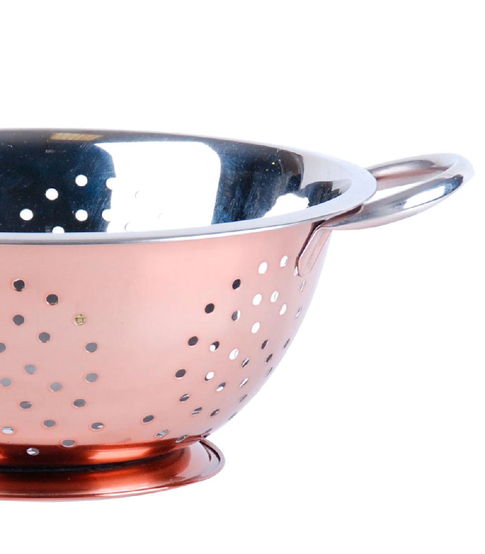 Wadiga Passoire Inox Avec Anses Doré Rose 24x24x10cm