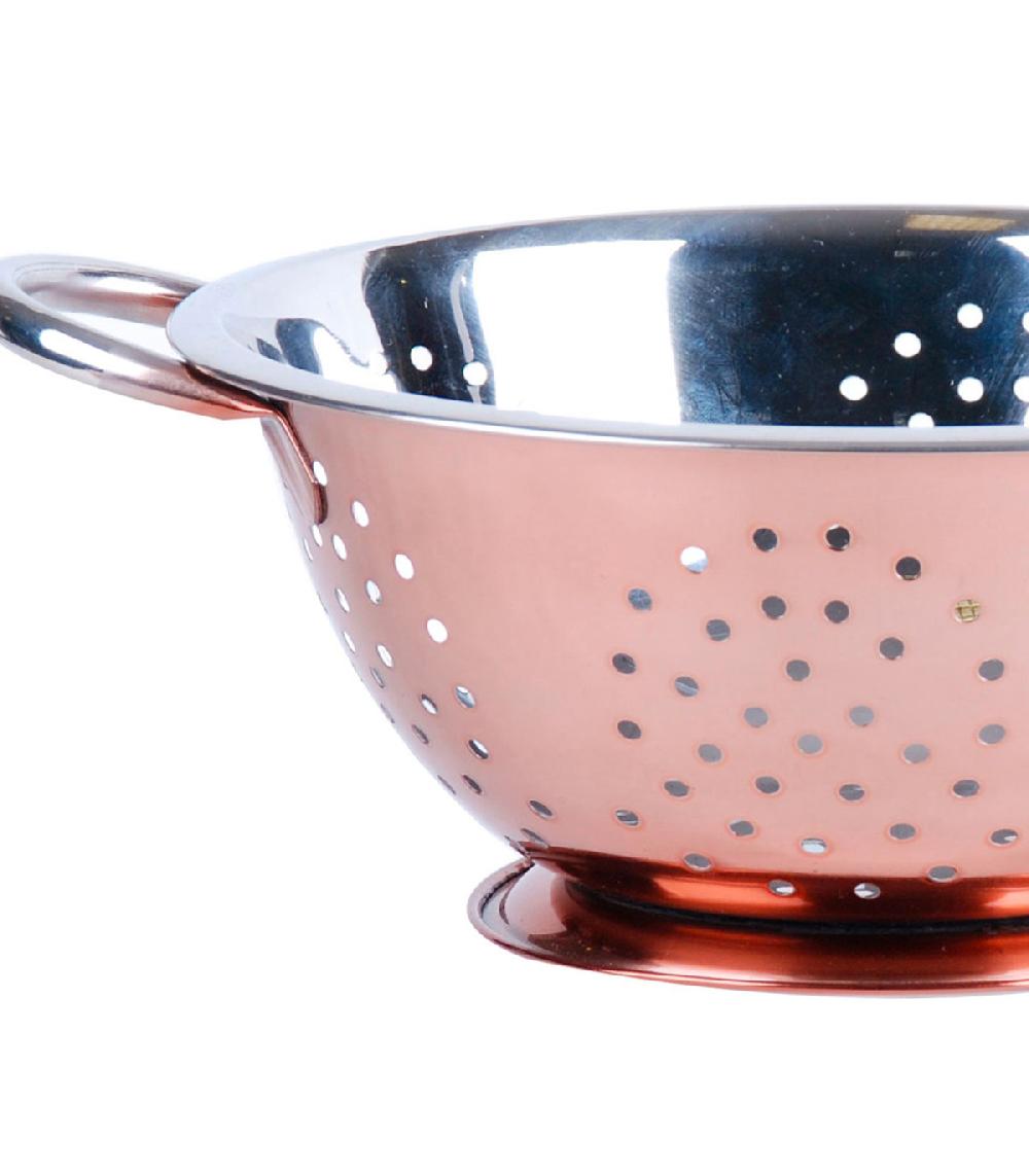 Wadiga Passoire Inox Avec Anses Doré Rose 24x24x10cm