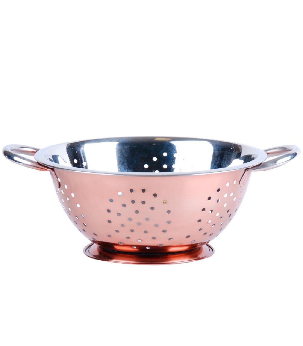 wadiga Passoire inox avec anses doré rose 24x24x10cm