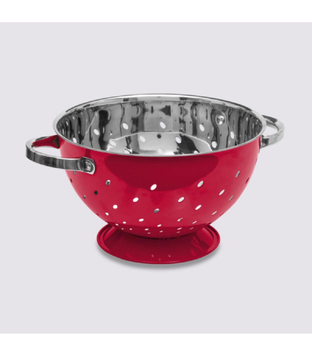 Wadiga Passoire Inox Rouge Avec Anses - Diamètre 25cm