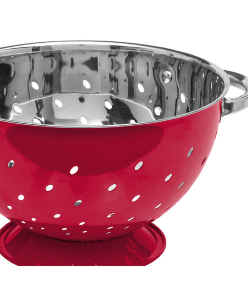 Wadiga Passoire Inox Rouge Avec Anses - Diamètre 25cm
