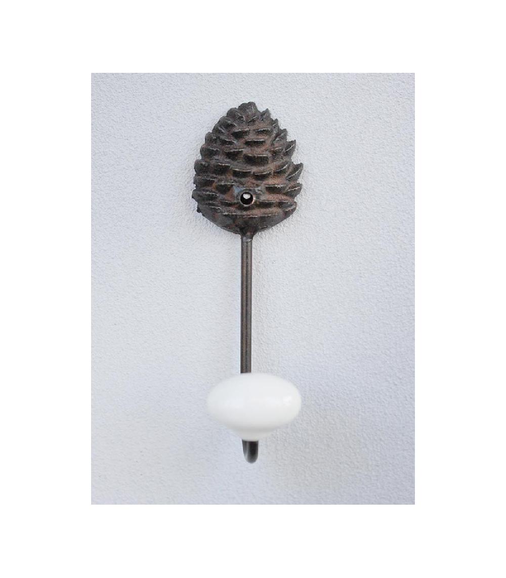 Wadiga Patère Crochet Métal Marron Et Céramique Pomme De Pin