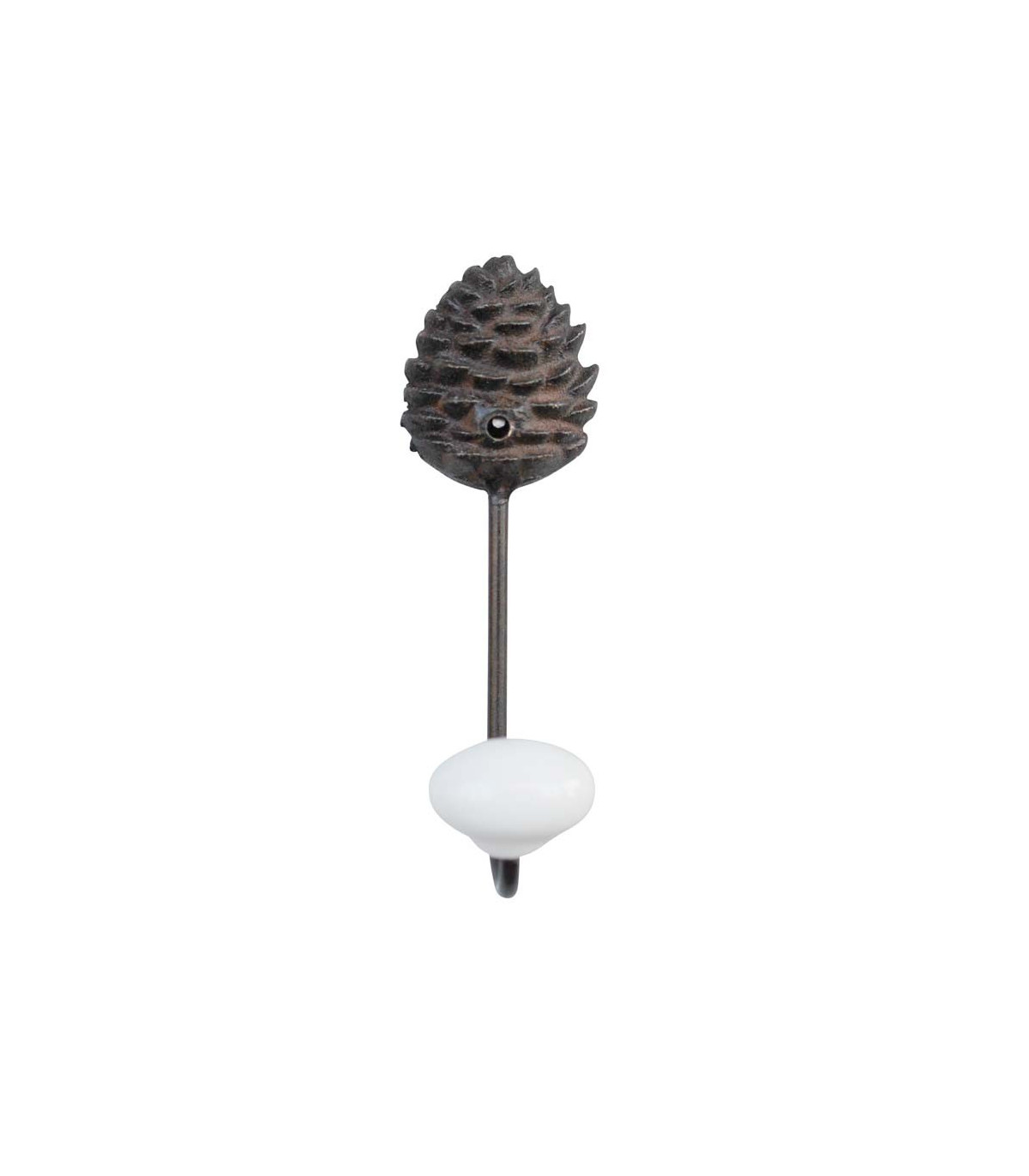wadiga Patère Crochet Métal Marron et Céramique Pomme de Pin