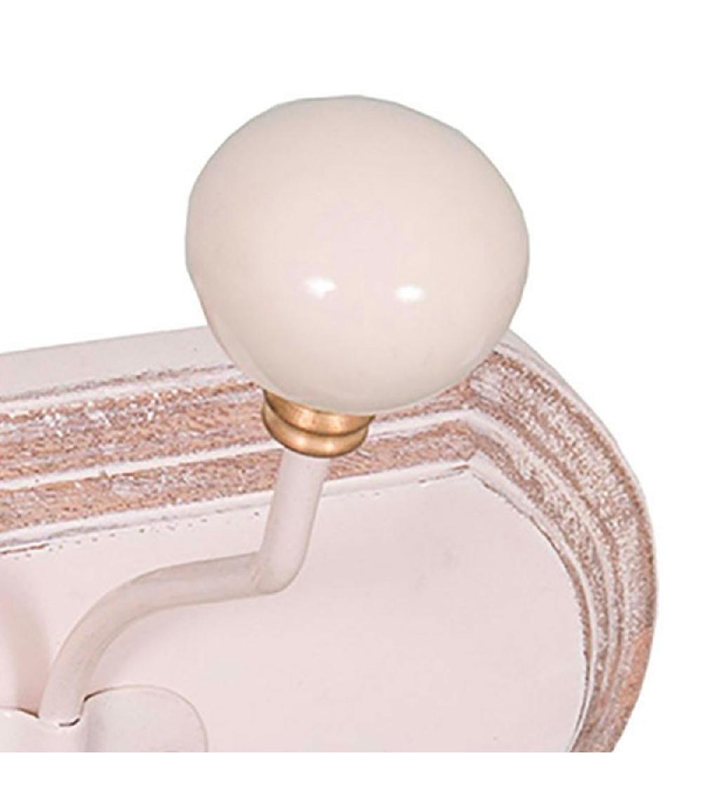 Wadiga Patère Double En Bois Et Métal Blanc 19x11x18cm