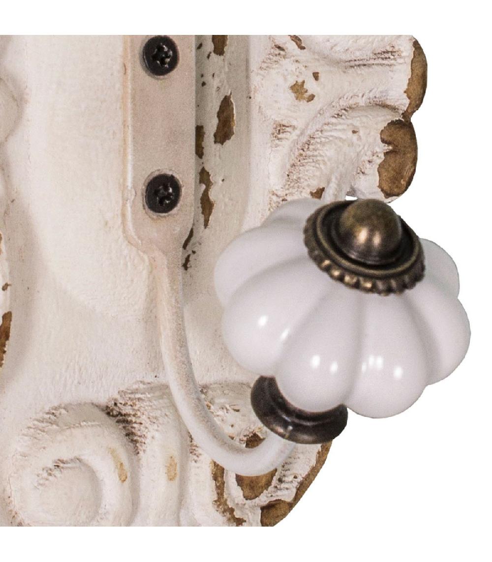 Wadiga Patère Double En Bois Et Métal Blanc 8x9.5x16cm