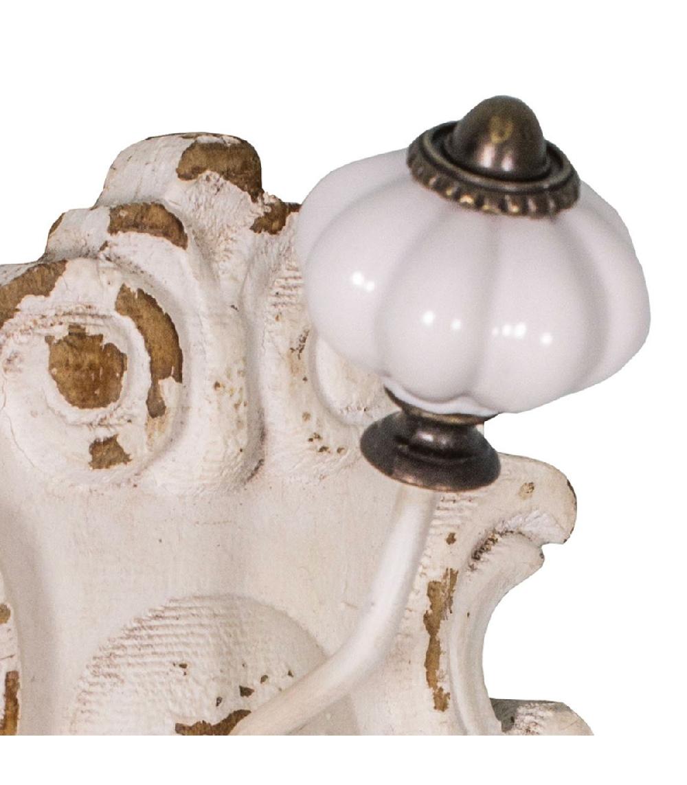 Wadiga Patère Double En Bois Et Métal Blanc 8x9.5x16cm