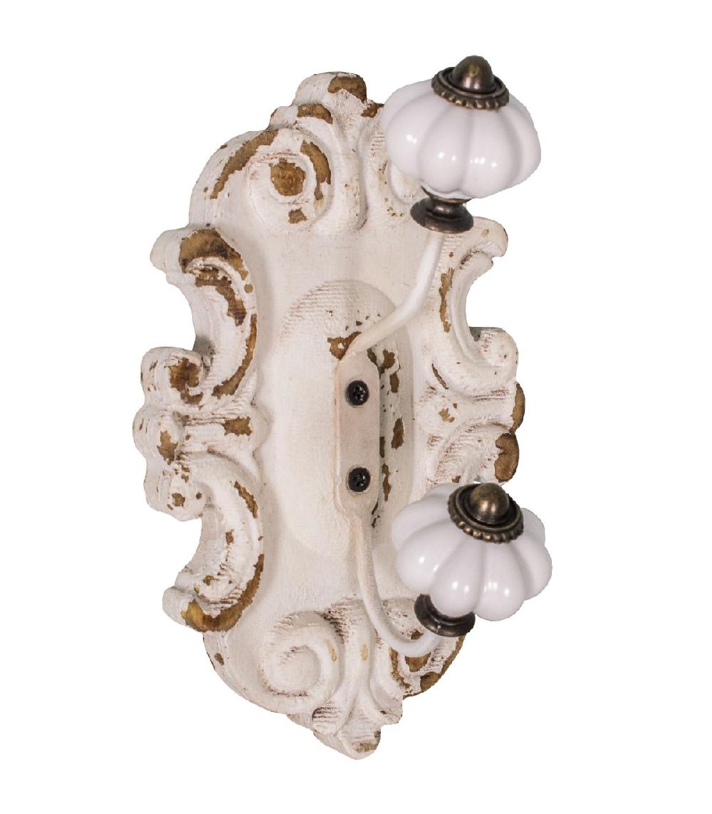 wadiga Patère double en bois et métal blanc 8x9.5x16cm