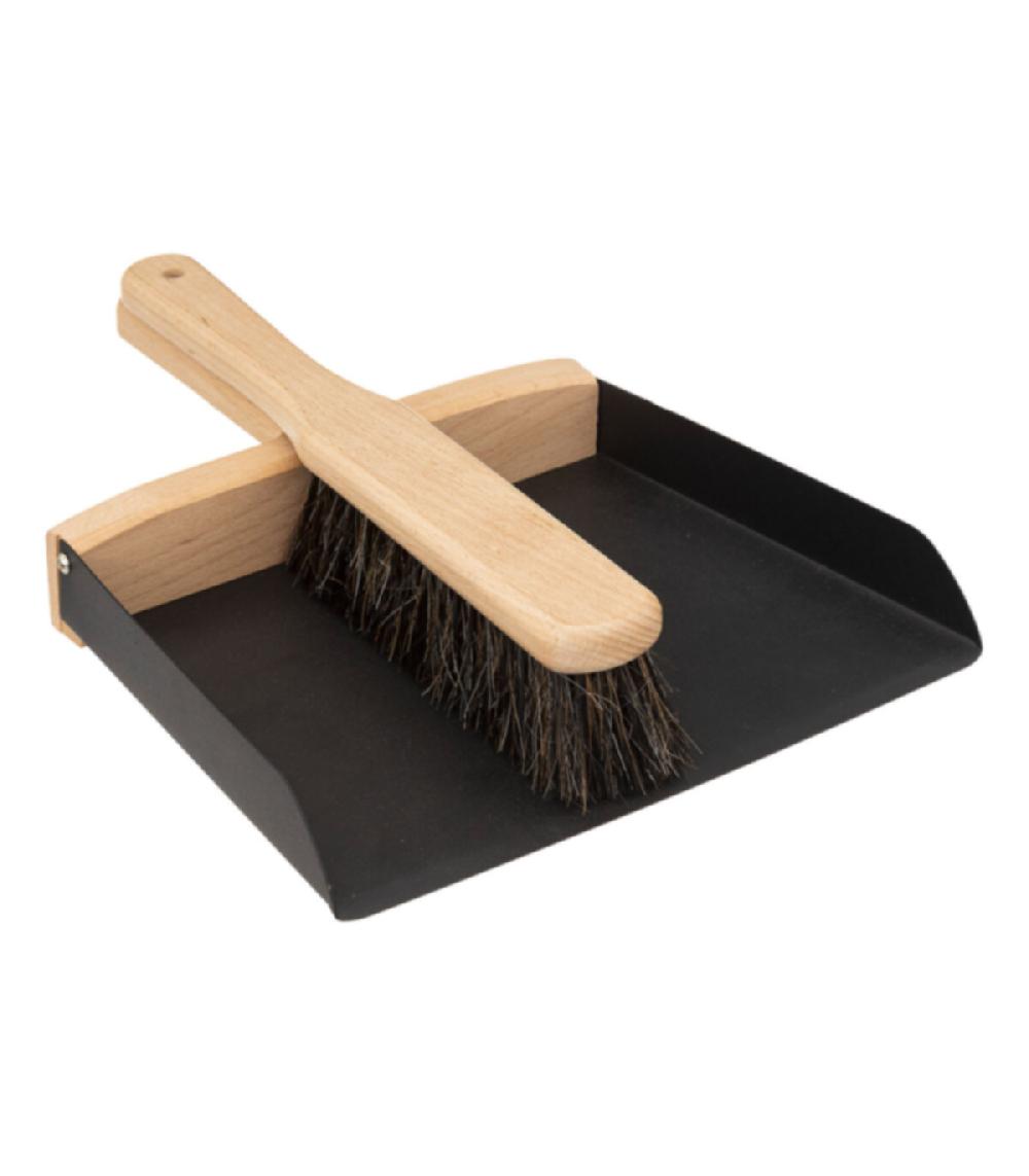 wadiga Pelle et balayette design métal noir et bois hêtre