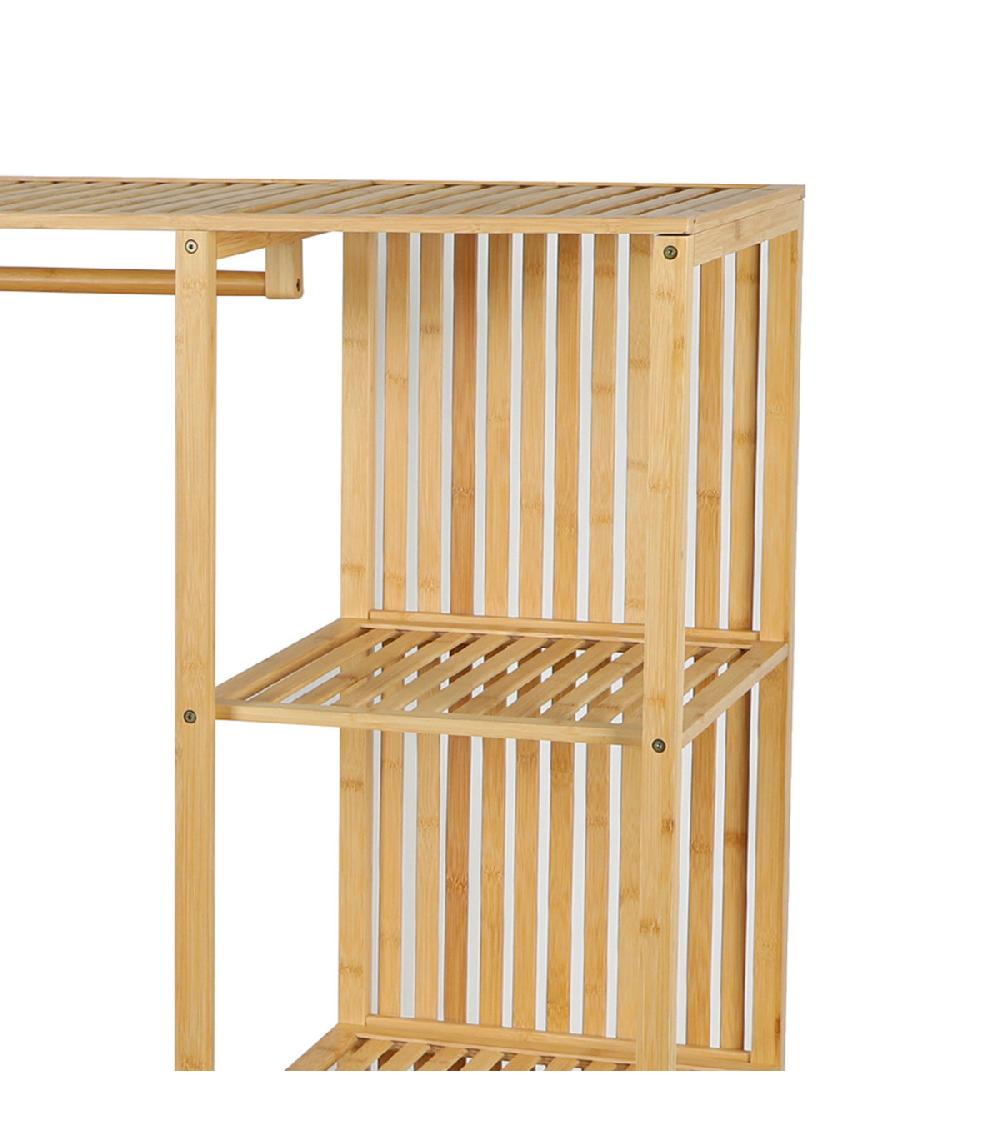 Wadiga Penderie En Bambou Avec 3 étagères 120x47.5x128cm