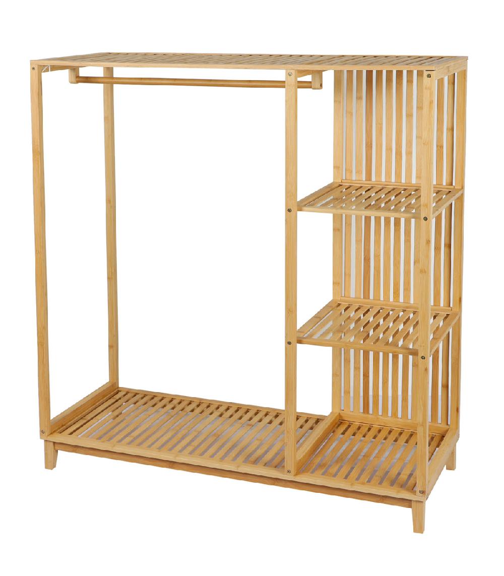 wadiga Penderie en bambou avec 3 étagères 120x47.5x128cm