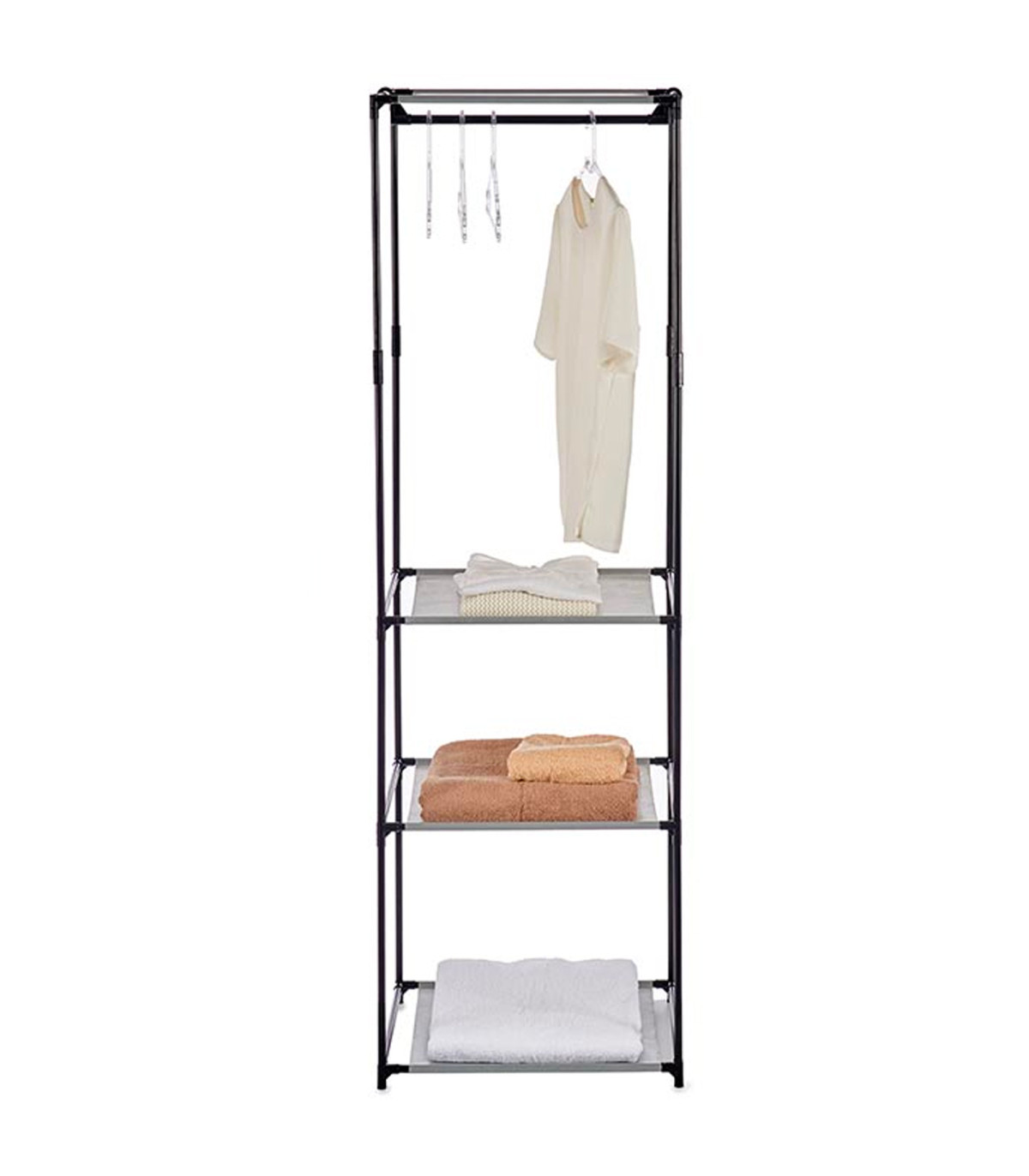 Wadiga Penderie En Métal Et Toile Noir 50x43.5x160cm