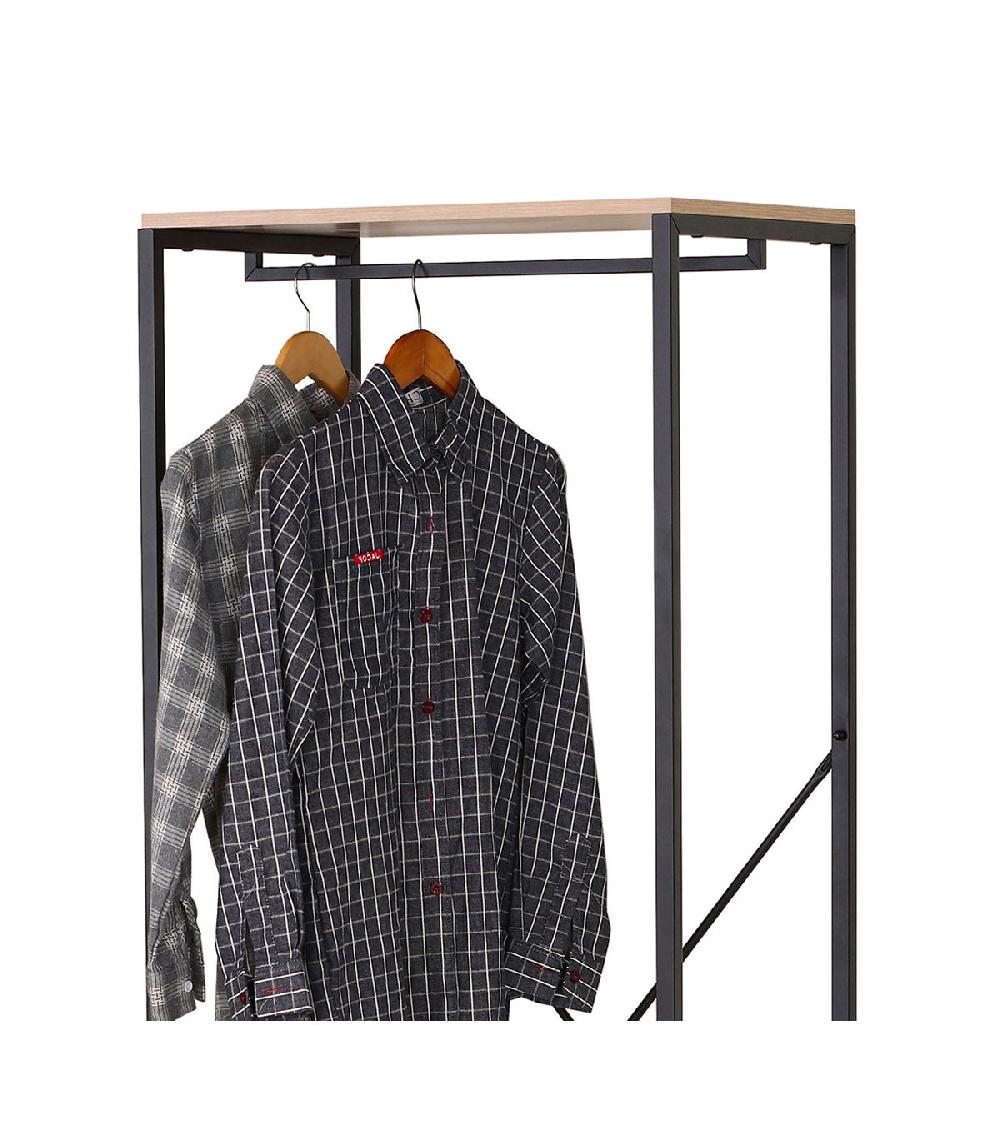 Wadiga Penderie En Métal Noir Et Bois + 2 étagères - 60x40x147cm