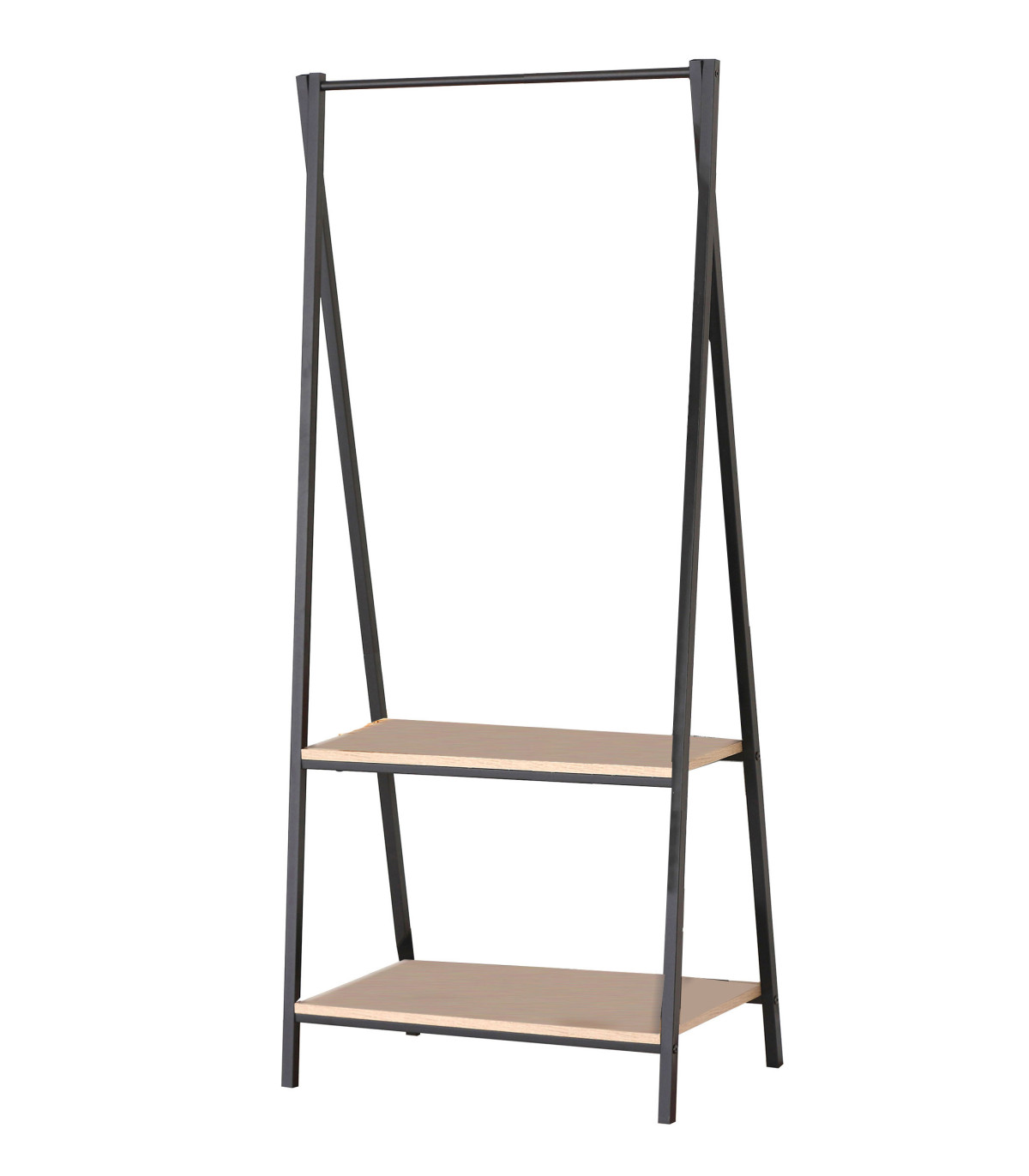 wadiga Penderie en métal noir et Bois + 2 étagères - 60x40x150cm