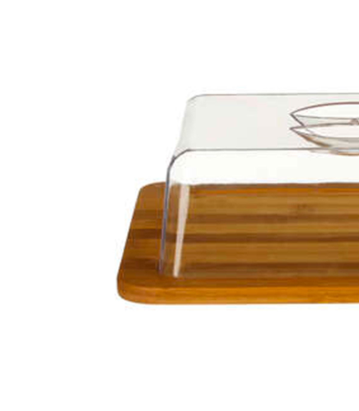 Wadiga Petit Plateau Fromage Bambou Et Cloche Acrylique - 26x20x7.5cm