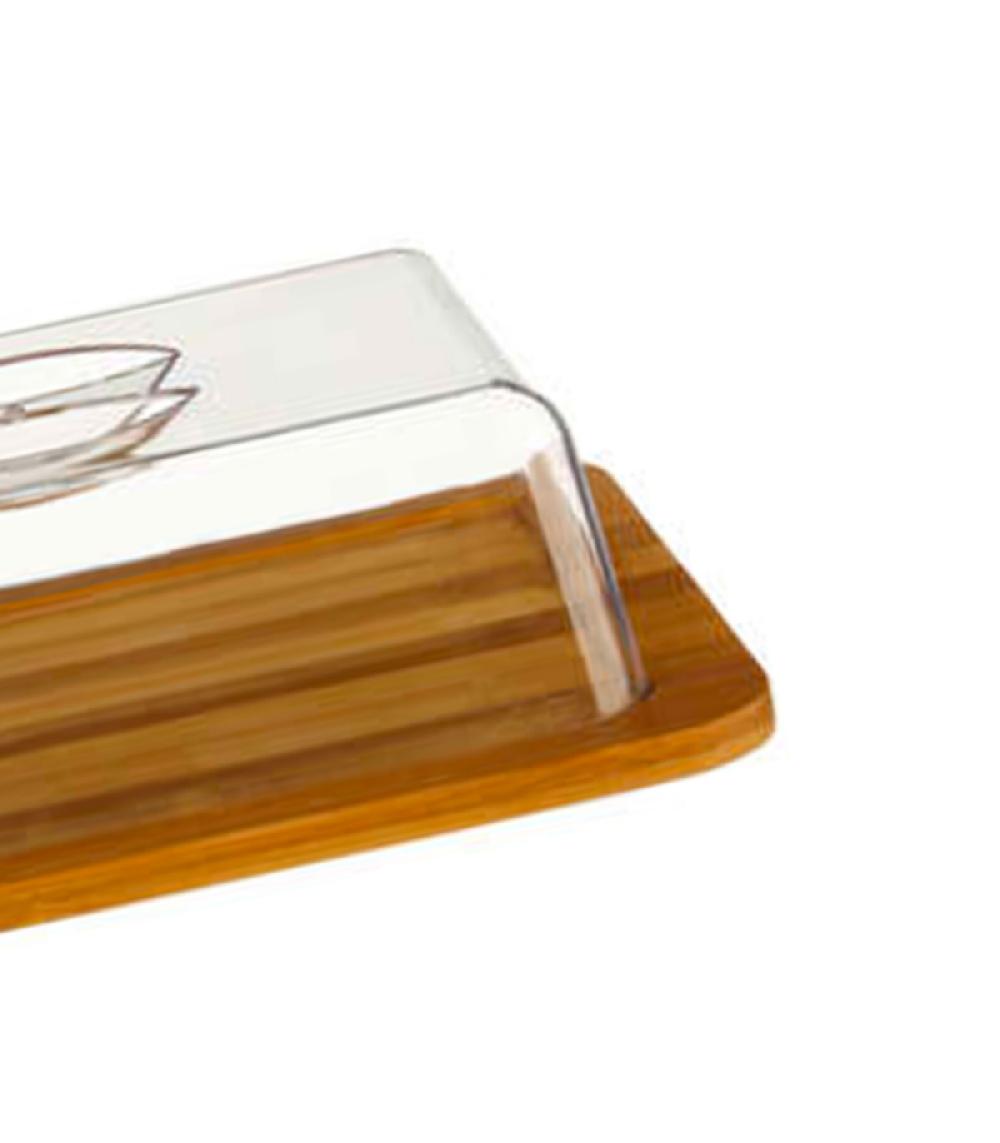 Wadiga Petit Plateau Fromage Bambou Et Cloche Acrylique - 26x20x7.5cm